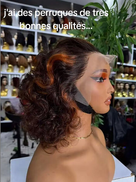 Perruque synthétique curly marron