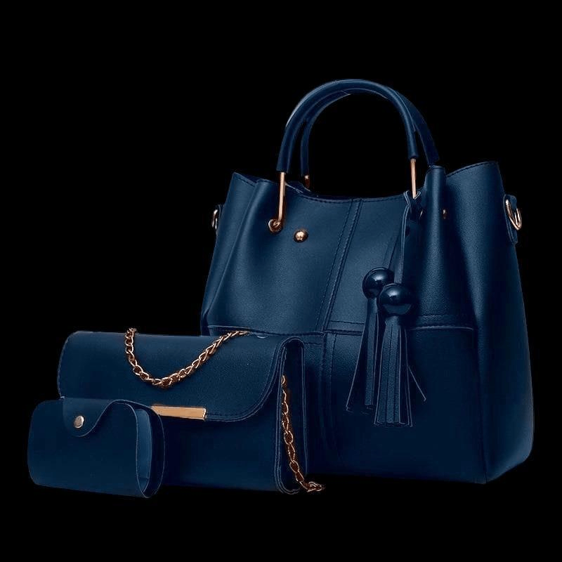Woman's leather plain Hand bag set