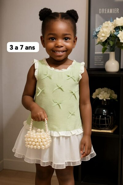 Robe Verte Fille 3-7 Ans