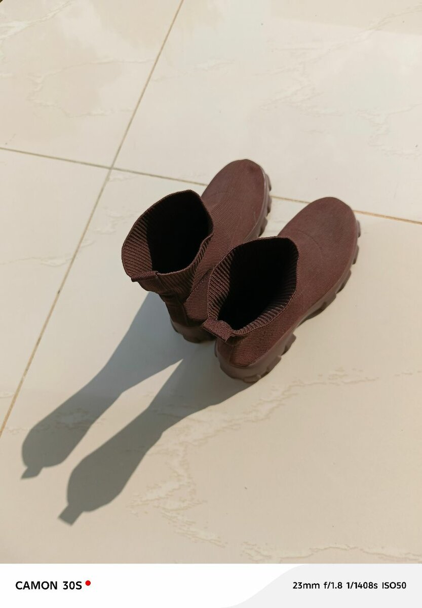 Bottines en tricot marron