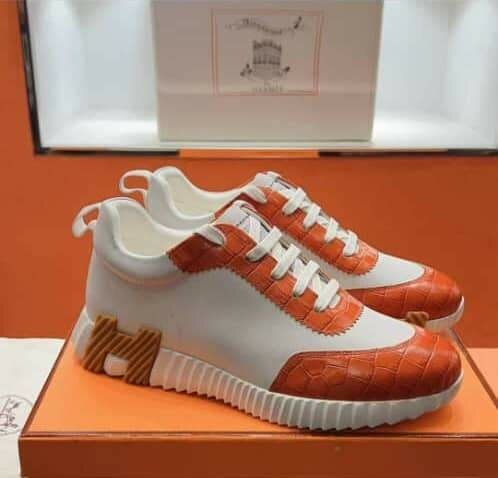 Chaussures Homme Luxe Orange et Blanc