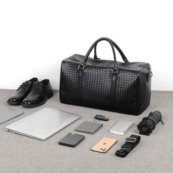 Sac de voyage en cuir tressé