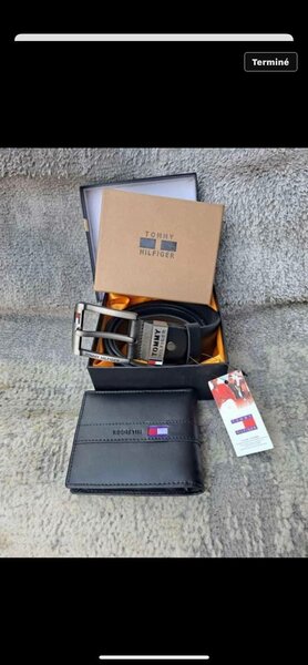 Ensemble: portefeuille et ceinture en cuir