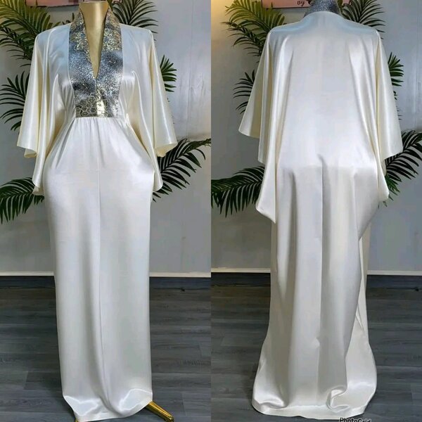 Dubaï Abaya Caftan Soie Blanche