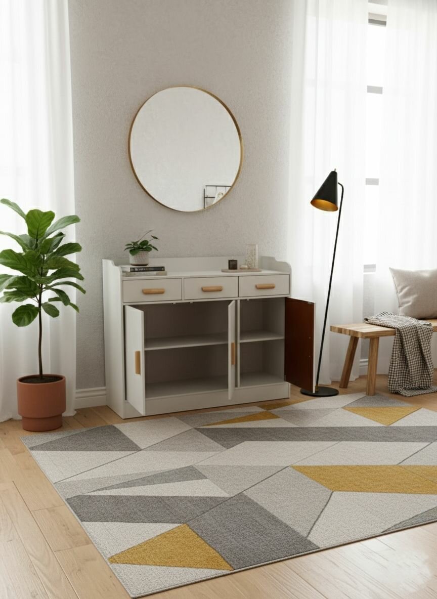 Buffet moderne blanc à tiroirs