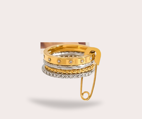 Bague à épingle dorée et argentée