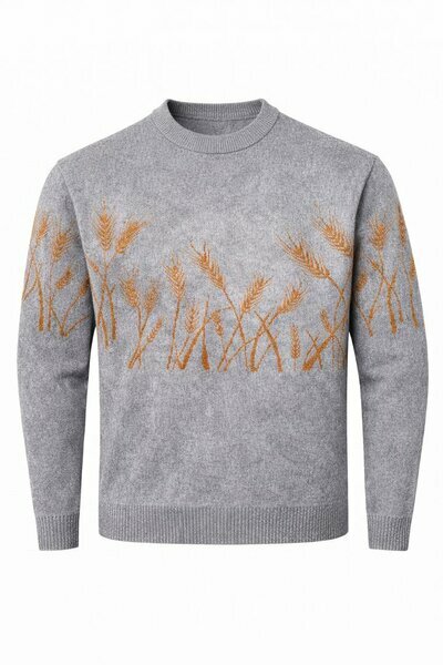 Pull gris épis brodés