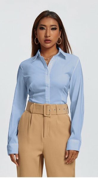 Stylish women's smart shirt blue