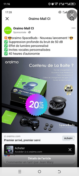 Écouteurs sans fil Oraimo
