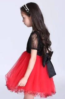 Girls Clothes Dress, Children Summer , Baby Girl Party Baby Girl Red Lace Ball Gown, ( Fabric Net)