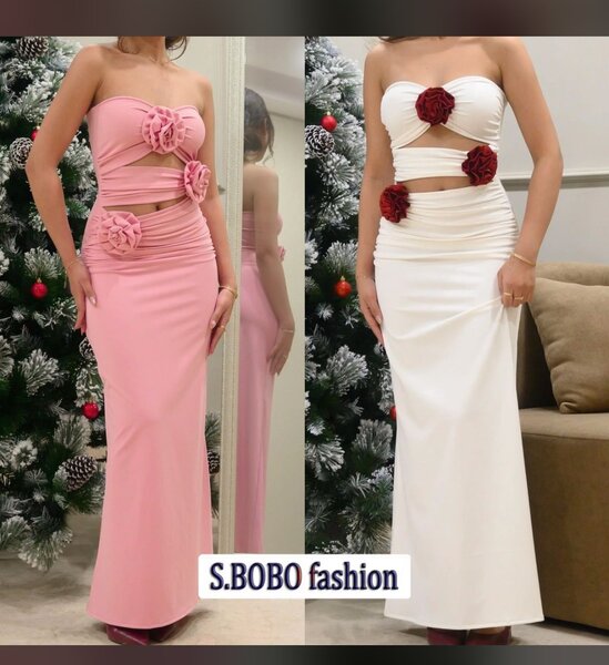 Robe longue chic avec fleurs