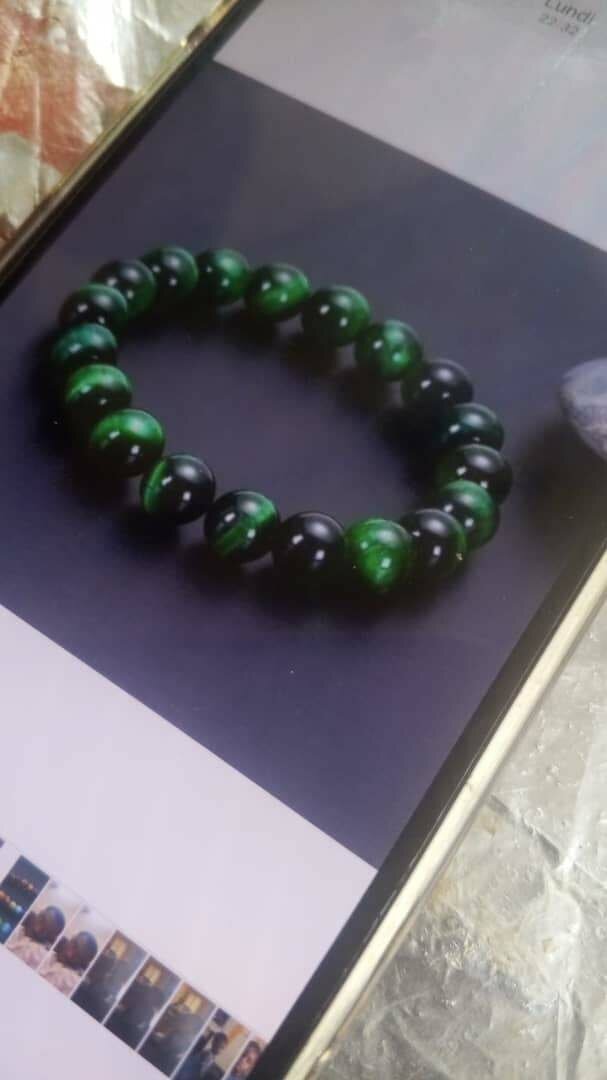 Bracelet perles vertes et noires