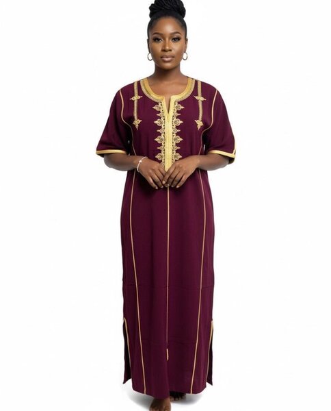 Robe longue africaine bordeaux