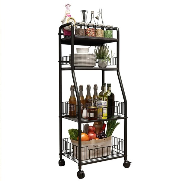 Chariot Roulant de Stockage Mince de 4 Niveaux