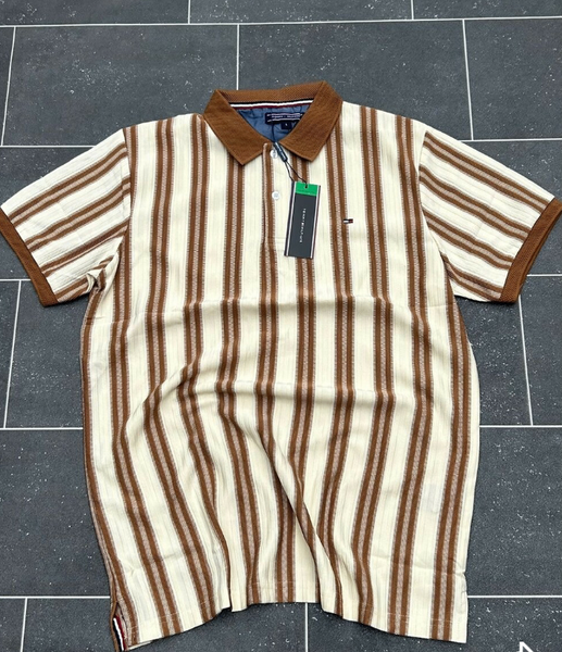 Polo à rayures marron