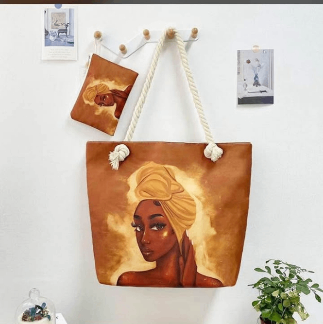 Maxi tote bag with purse