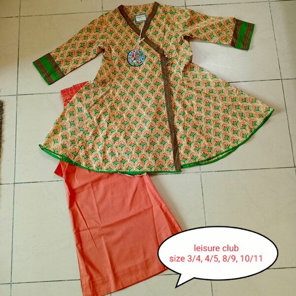 Panel lawn frock with plazzo branded