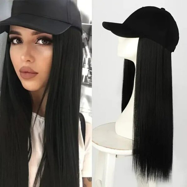 Casquette Perruque Longue Noire