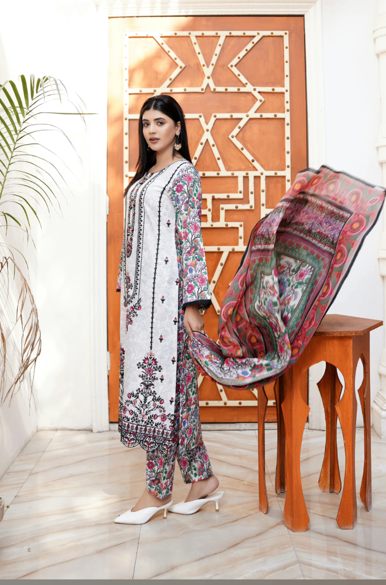 3 Piece Cotton Suit Embroided