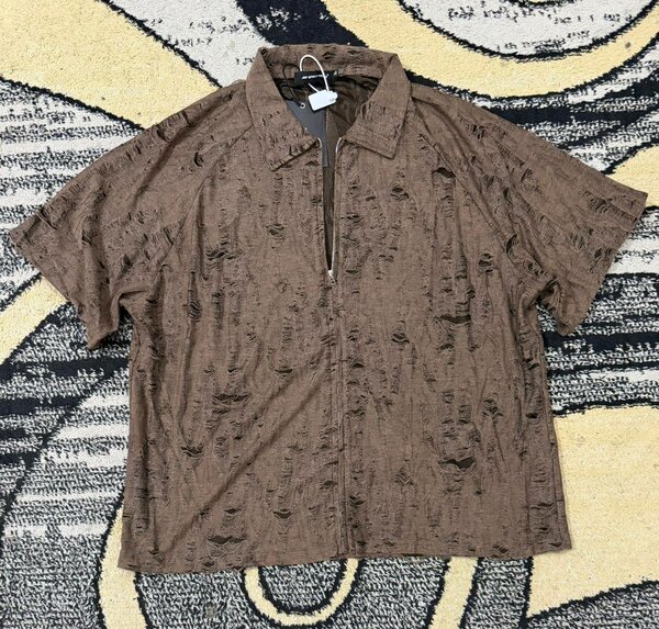 Chemise marron à zip pour homme