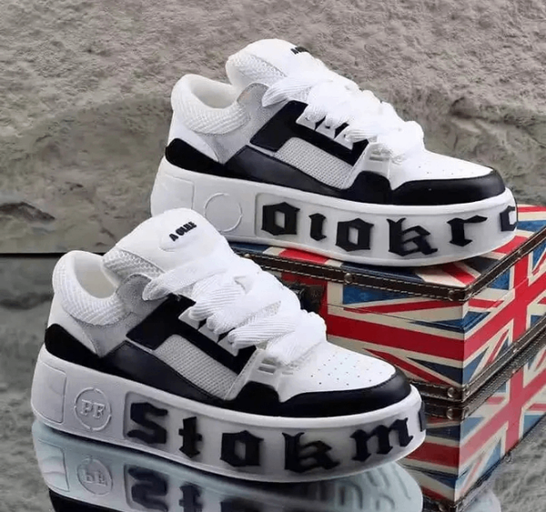 Baskets tendance en cuir blanc