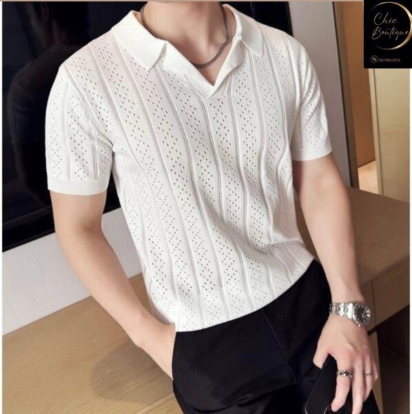 T-shirt en maille blanc homme