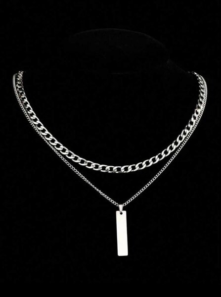 Collier Argent Superposé Élégant