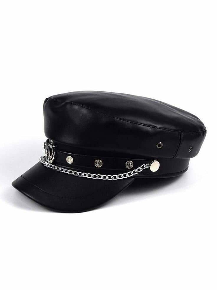 Casquette Militaire Cuir Élégante