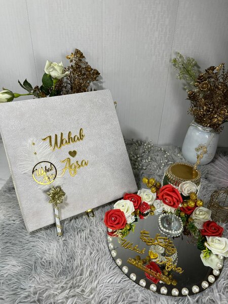 Wedding Doodh Pillai glass and plate