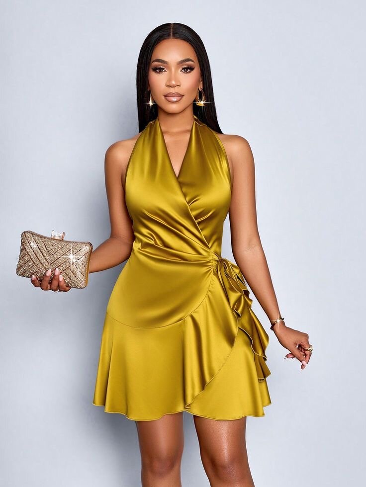 Robe Satin Élegante Femme