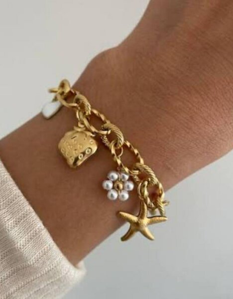 Bracelet Charms Doré Élégant