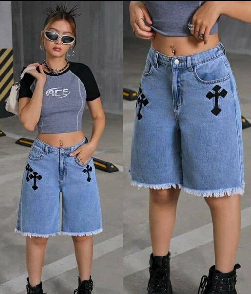 Shorts cargo en jean pour femme