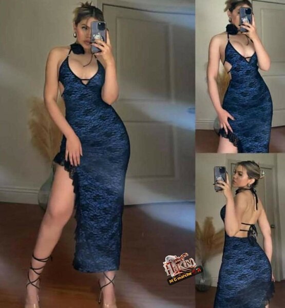 Robe longue élégante bleue