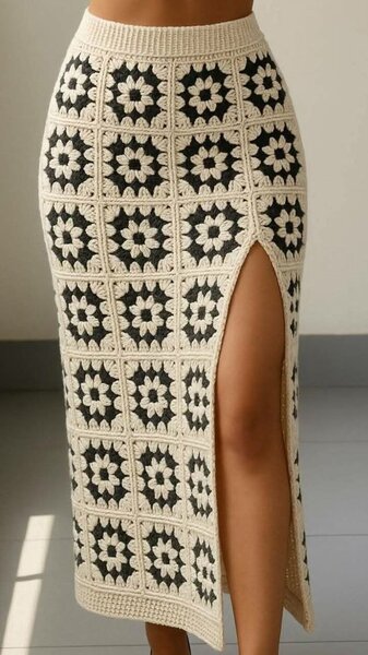 Jupe mi-longue en crochet