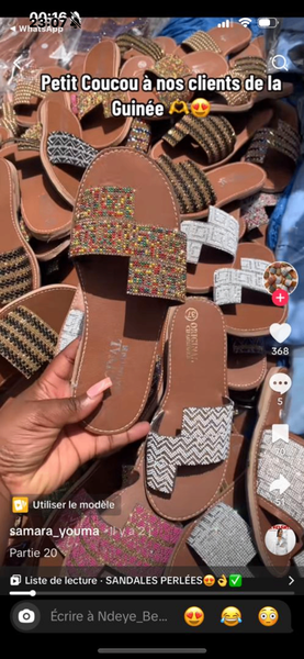 Tongs perlées élégantes femme