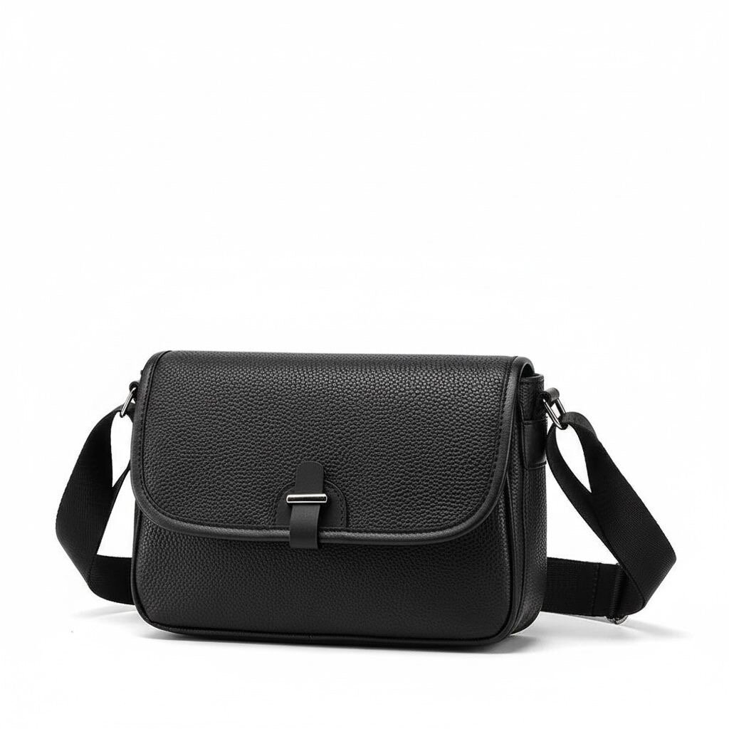 Sac bandoulière en cuir noir