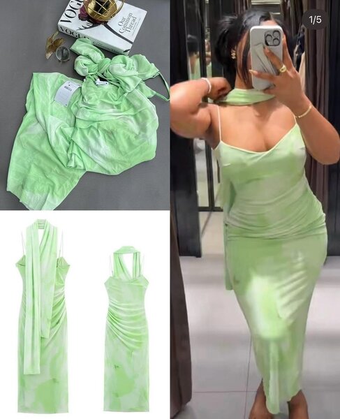 Robe longue verte fluide