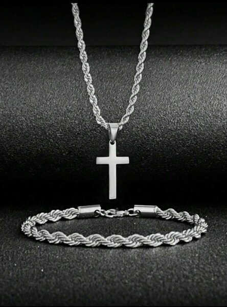 Ensemble collier et bracelet croix