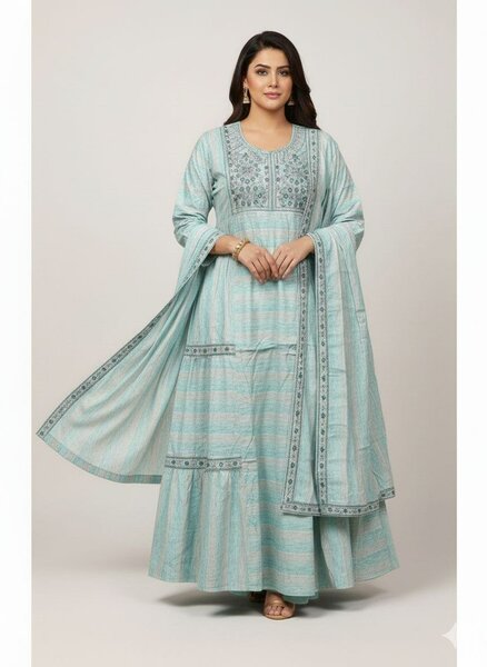 Robe ethnique longue bleue