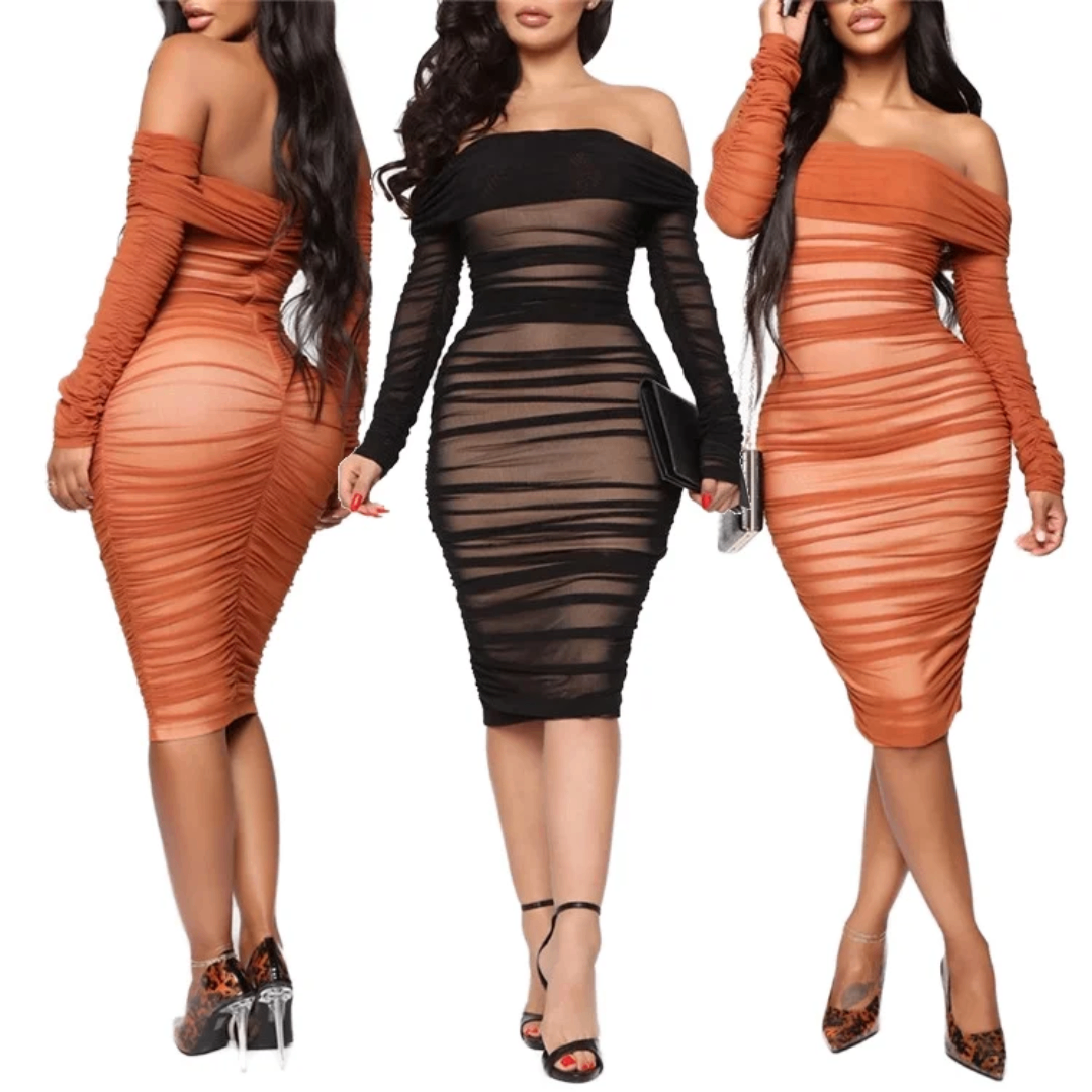 Robe moulante à épaules dénudées