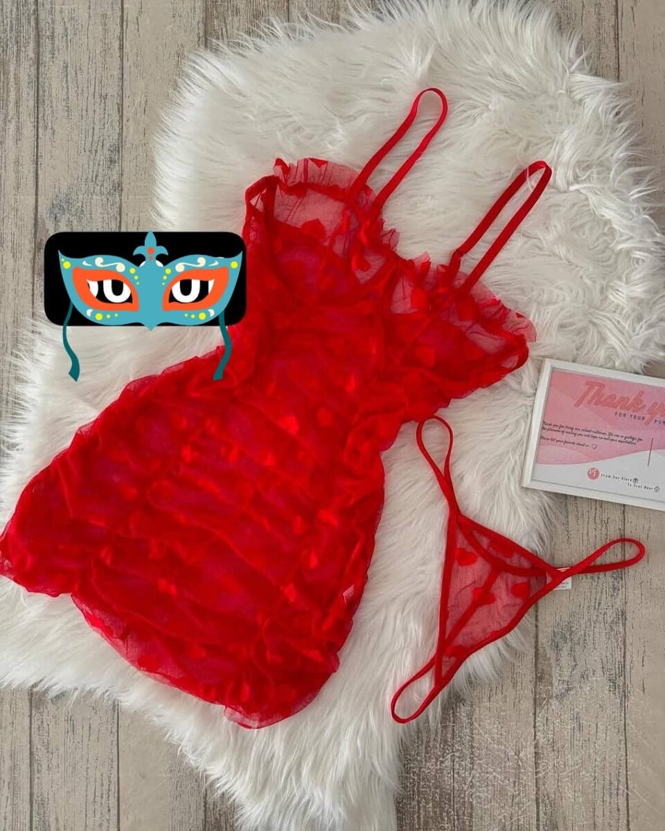 Ensemble lingerie rouge transparent