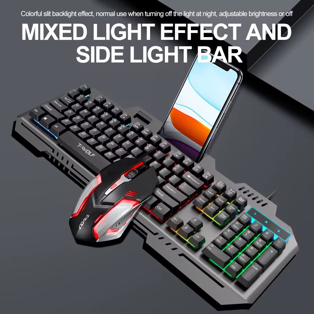 Clavier de jeu T-WOLF avec souris et rétroéclairage