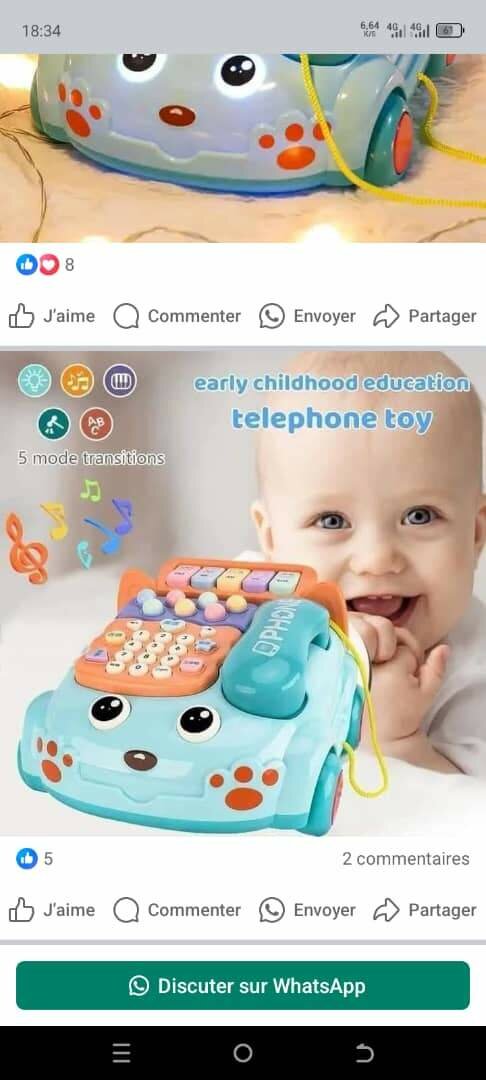 Téléphone musical bébé bleu