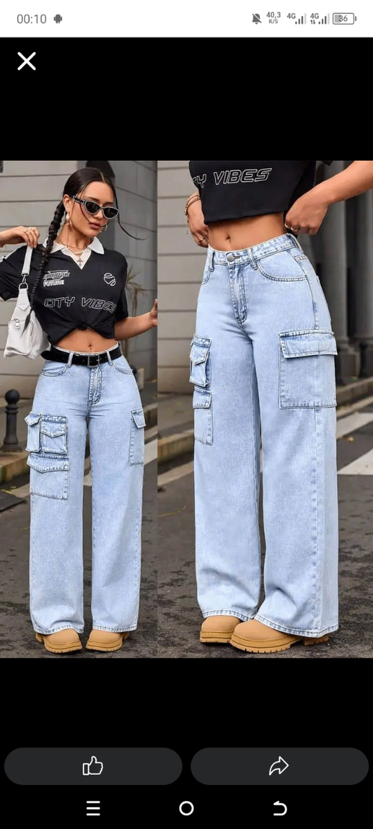 Jeans cargo femme large