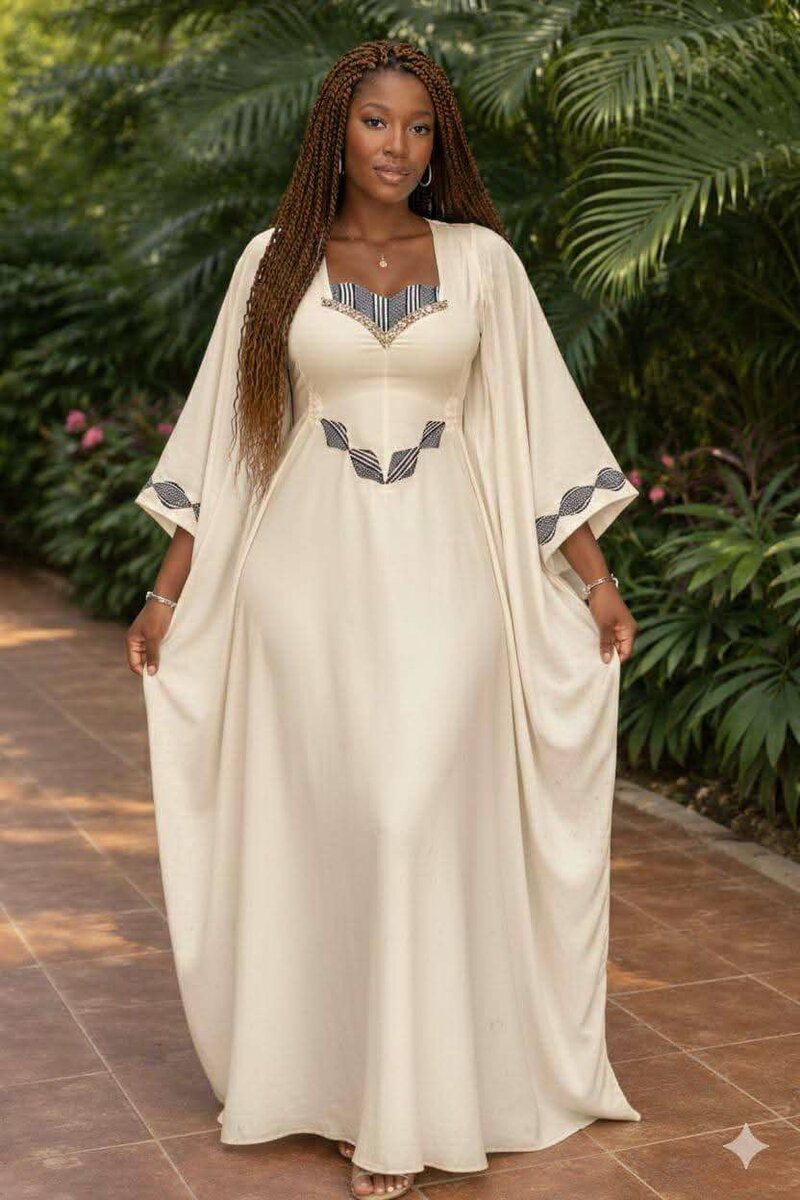 Robe longue africaine avec cape