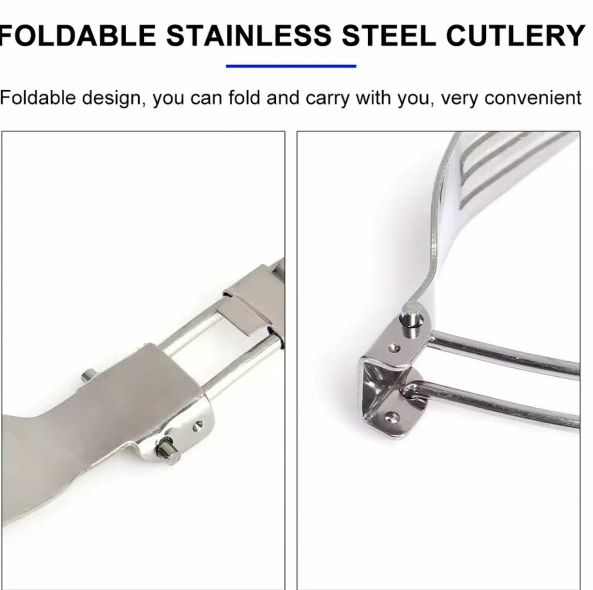 Ensemble de Couverts Pliables en Acier Inoxydable,