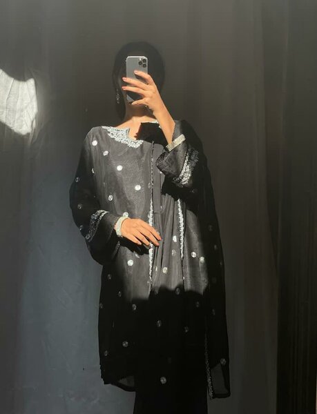 Silver embroided 3pc