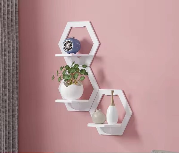 Étagères Murales Hexagonales Blanches