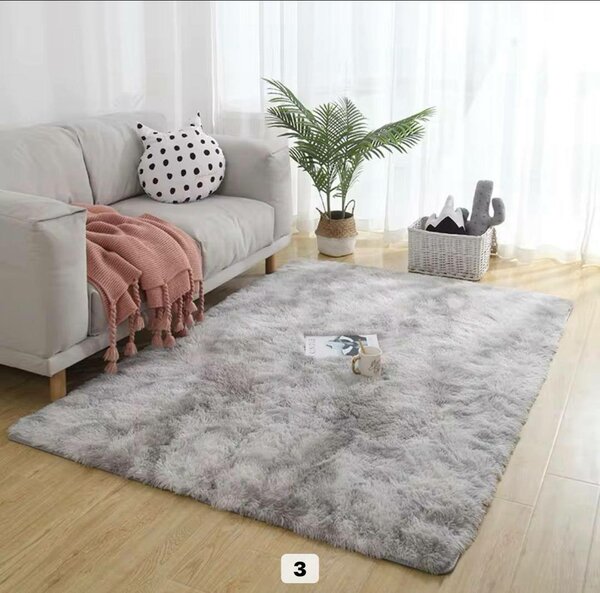 Tapis gris moderne en peluche pour salon