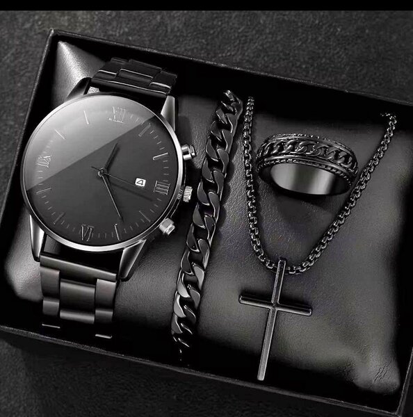Ensemble Montre et Bijoux Noir